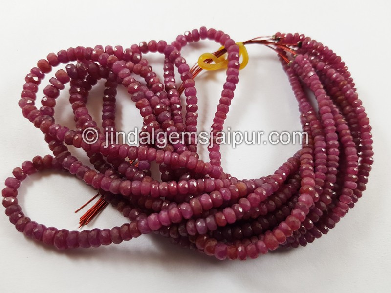 Natural Ruby Faceted Roundelle Beads